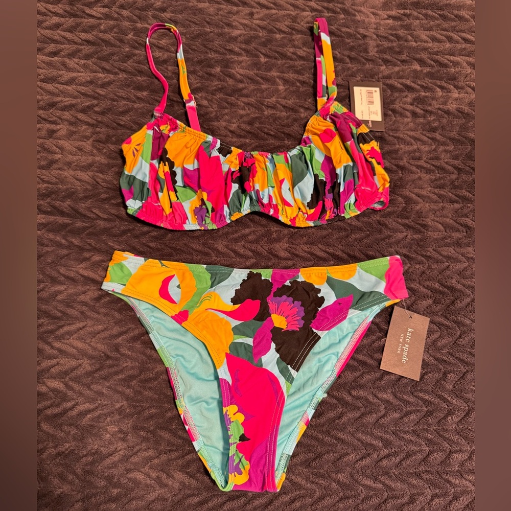 Kate Spade New York floral print two piece swimsuit